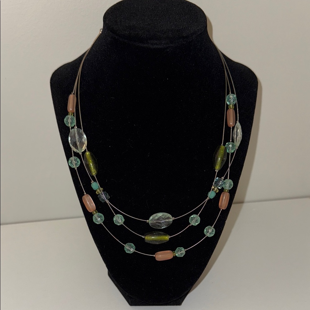Lia Sophia Green Multi-Color Beaded Necklace